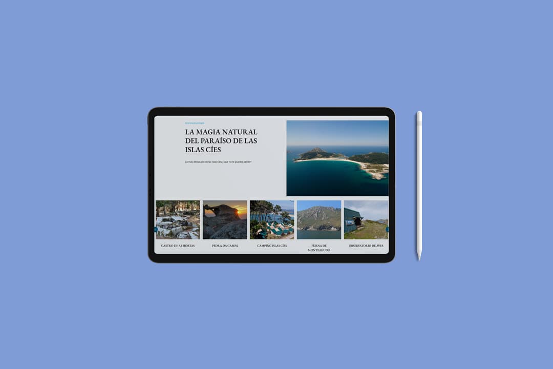 Sección de playas del portal — ficha de destino con información práctica y galería
