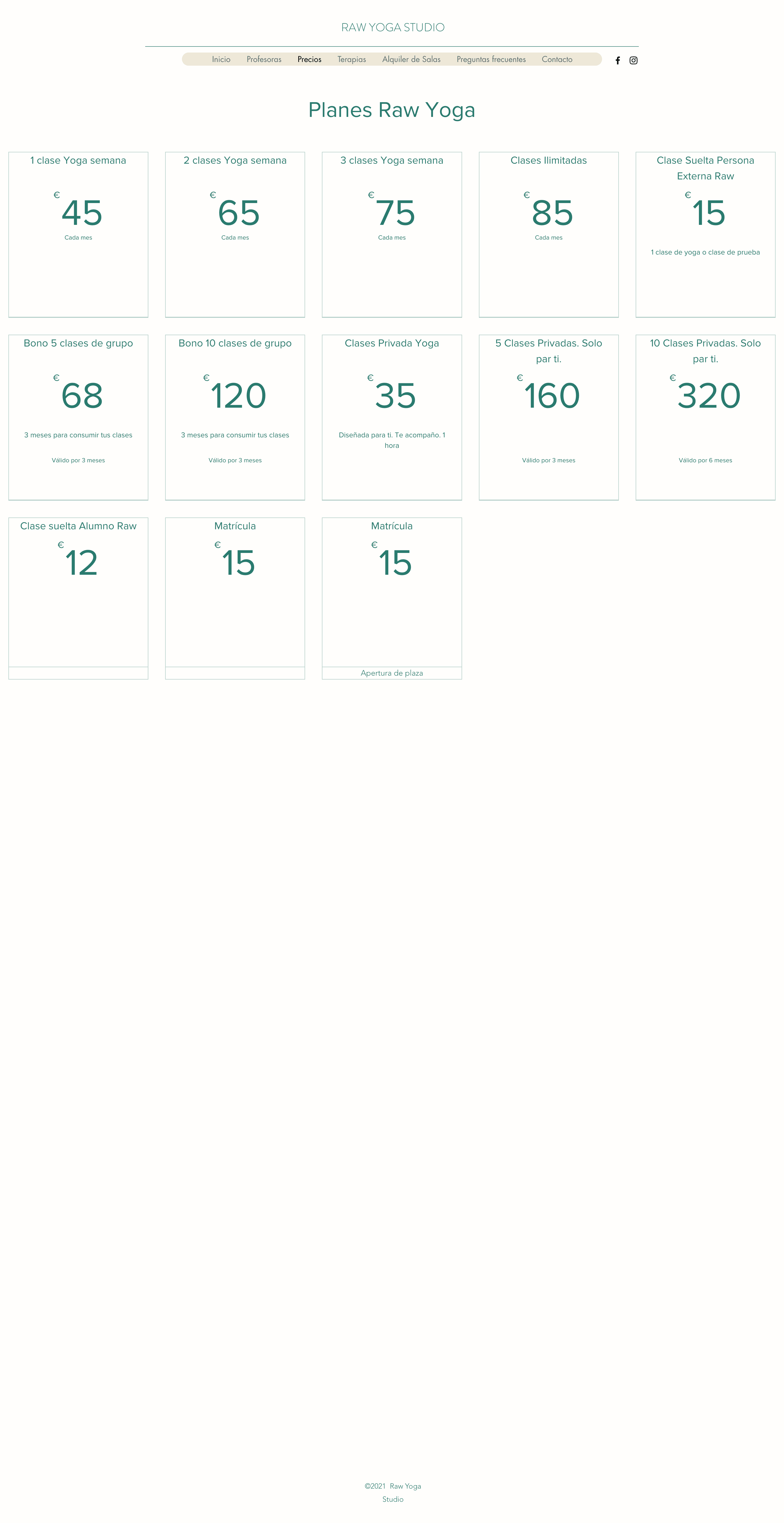 Web anterior de Raw Yoga Studio — página de presencia básica sin sistema ni conversión