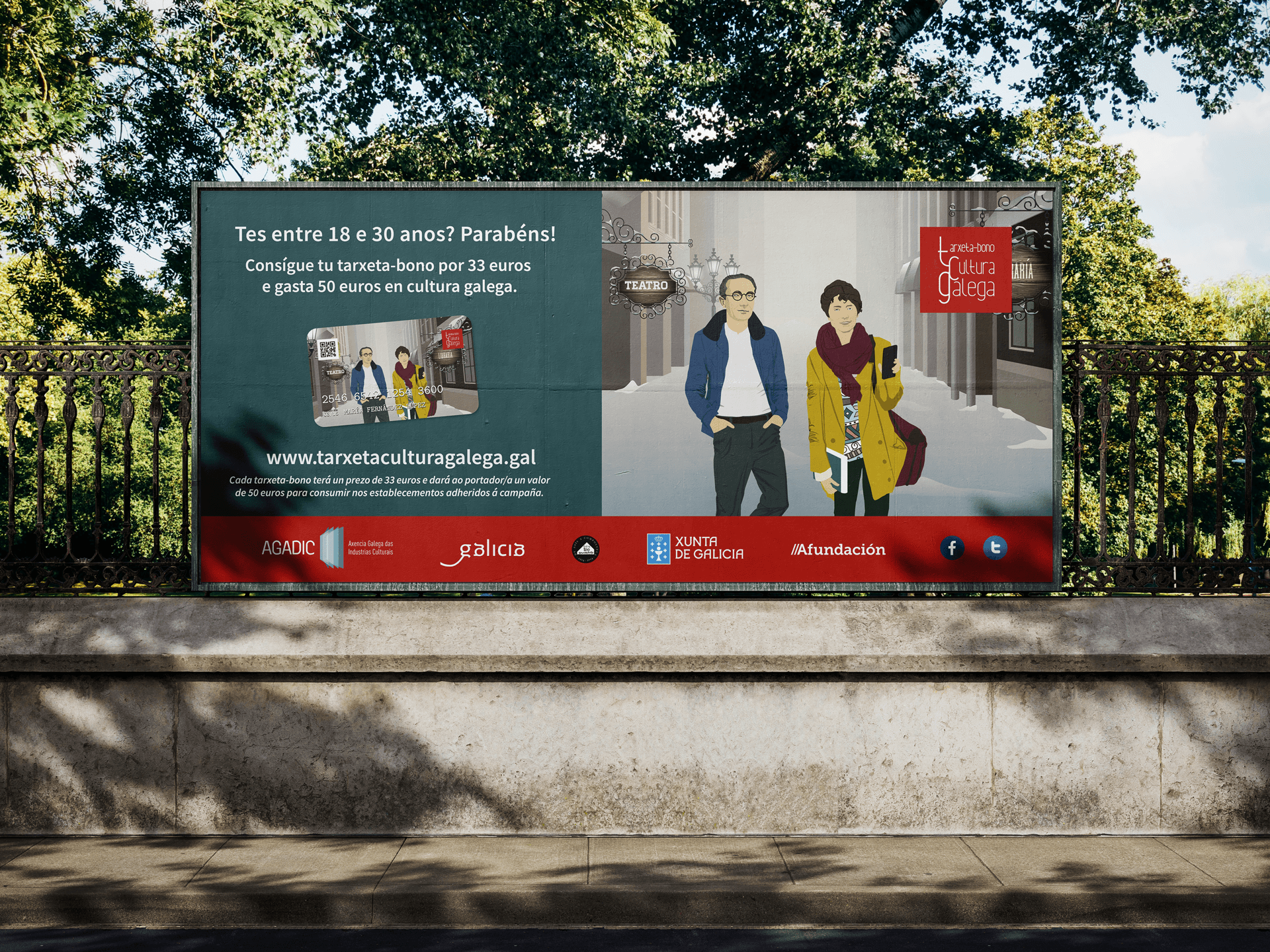 Valla publicitaria de la Tarxeta Cultura Galega — aplicación del concepto en gran formato