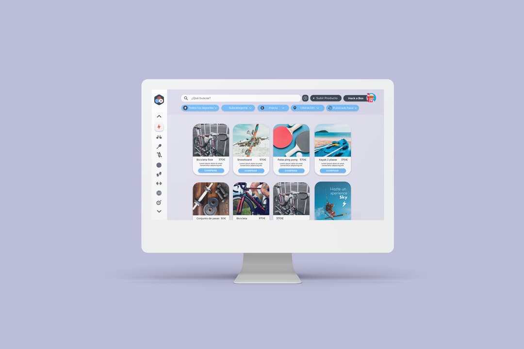 Mockup del perfil de usuario con historial de actividad e intercambios